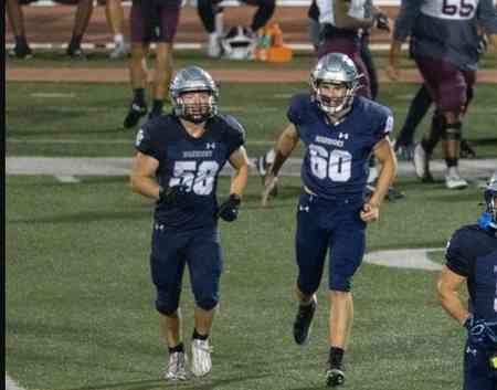 Tyler playing football for El Camino College Warriors, jersey number 58